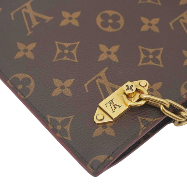 LOUIS VUITTON Legacy Monogram Canvas Chain Clutch Brown