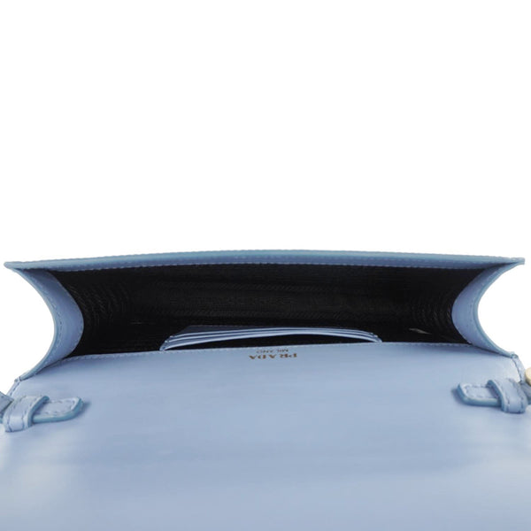 PRADA Bandoliera Saffiano Leather Chain Crossbody Bag Blue