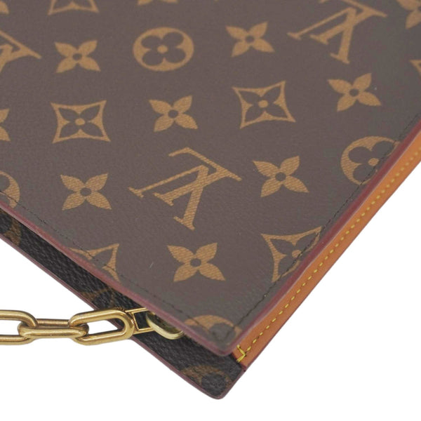 LOUIS VUITTON Legacy Monogram Canvas Chain Clutch Brown