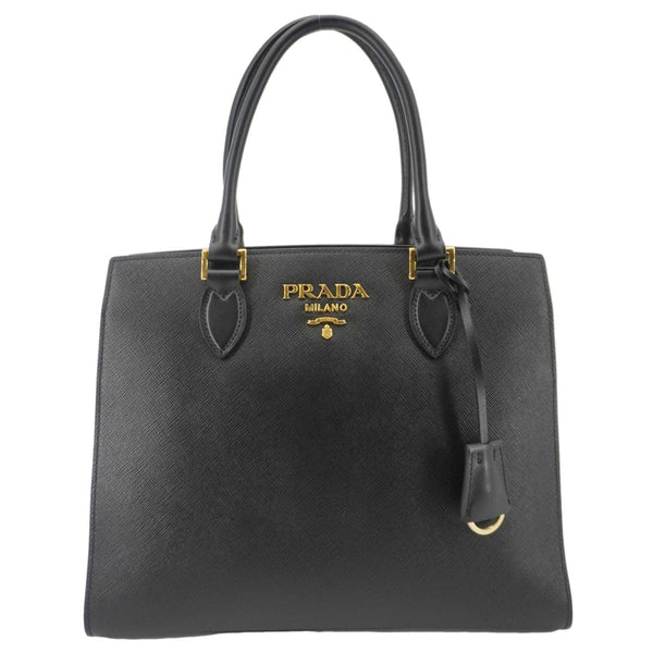 PRADA Soft Zippered Saffiano Leather Tote Bag Black