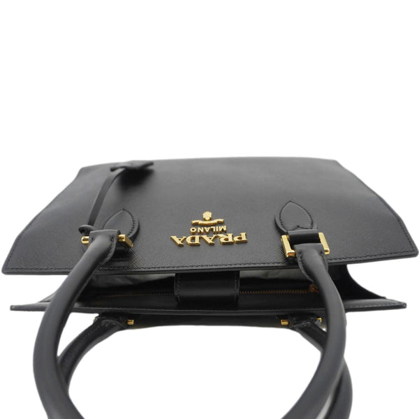 PRADA Soft Zippered Saffiano Leather Tote Bag Black