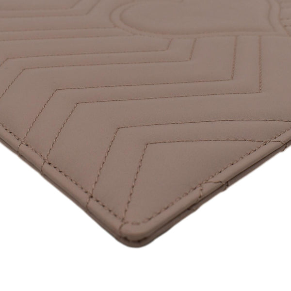 GUCCI GG Marmont Quilted Leather Zip Pouch Bag Pink 476440