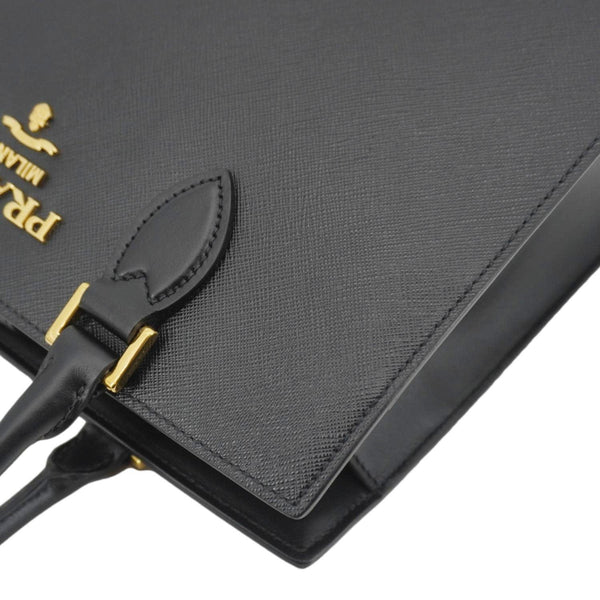 PRADA Soft Zippered Saffiano Leather Tote Bag Black