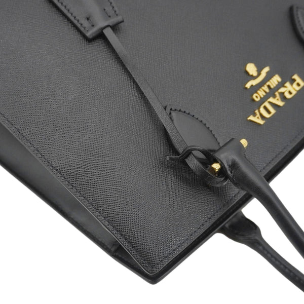 PRADA Soft Zippered Saffiano Leather Tote Bag Black