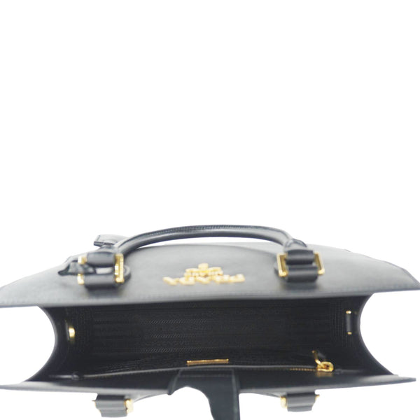 PRADA Soft Zippered Saffiano Leather Tote Bag Black