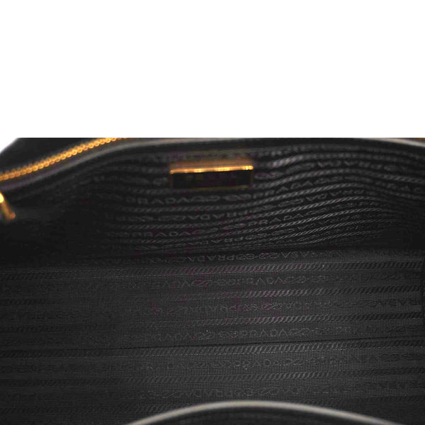 PRADA Soft Zippered Saffiano Leather Tote Bag Black