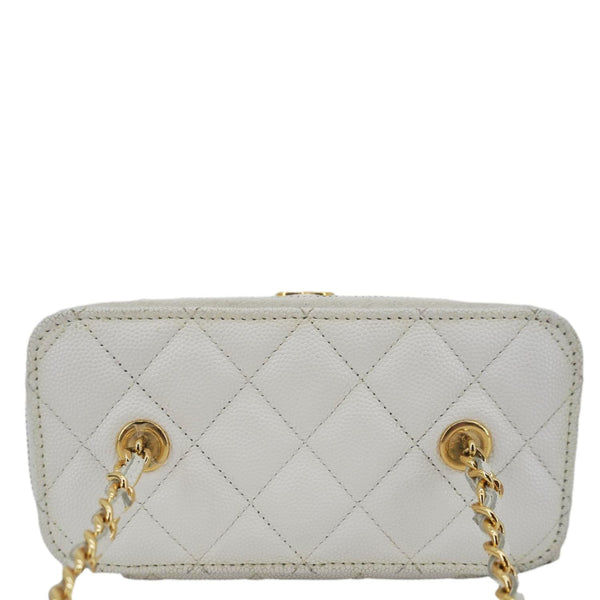 CHANEL Coco Casino Small Quilted Caviar Leather Chain Vanity Case White