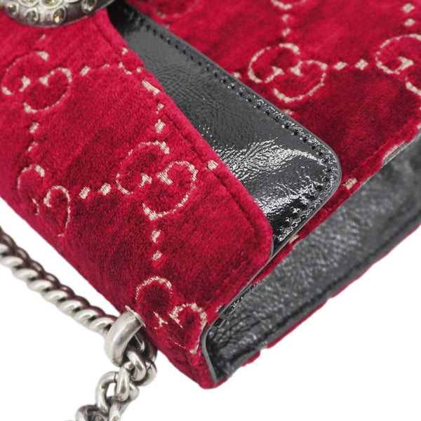 GUCCI Dionysus Small GG Velvet Shoulder Bag Maroon 499623