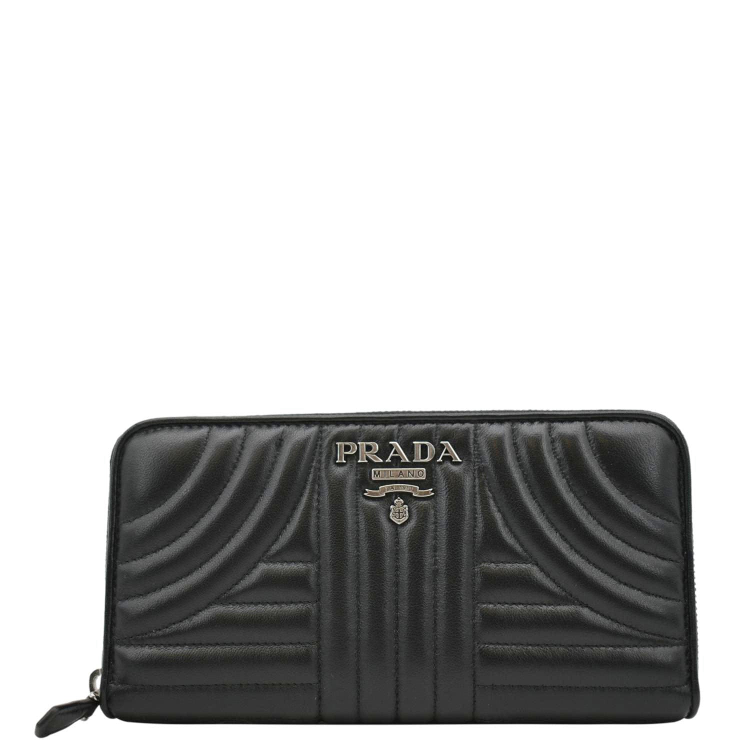 PRADA Diagramme Zip Leather Wallet Black