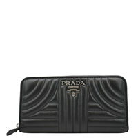 PRADA Diagramme Zip Leather Wallet Black