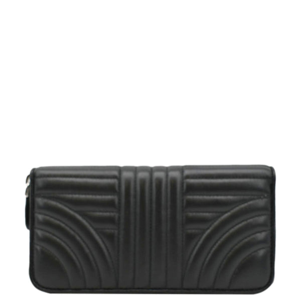 PRADA Diagramme Zip Leather Wallet Black