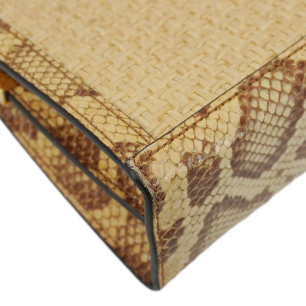 GUCCI Ophidia Small Raffia Elaphe Chain Shoulder Bag Beige 503877