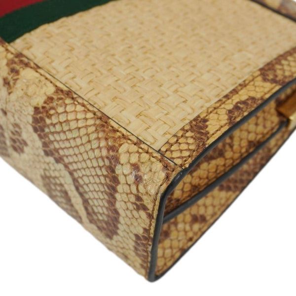 GUCCI Ophidia Small Raffia Elaphe Chain Shoulder Bag Beige 503877