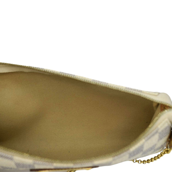 LOUIS VUITTON Pochette Eva Damier Azur Crossbody Clutch Bag White