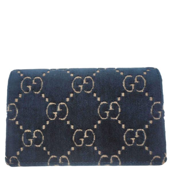 GUCCI Dionysus Super Mini GG Monogram Velvet Crossbody Bag Blue