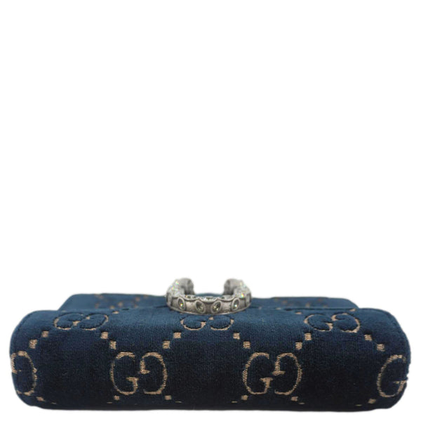 GUCCI Dionysus Super Mini GG Monogram Velvet Crossbody Bag Blue