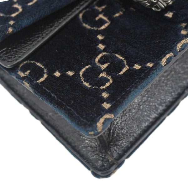 GUCCI Dionysus Super Mini GG Monogram Velvet Crossbody Bag Blue