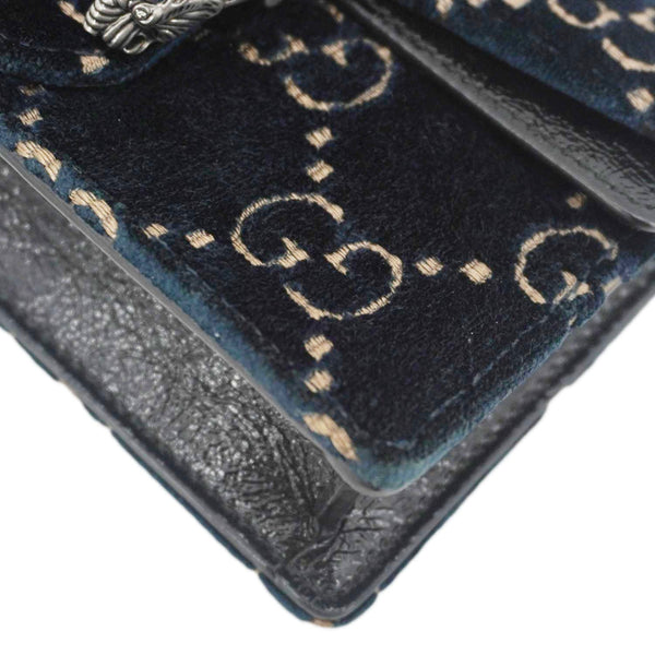 GUCCI Dionysus Super Mini GG Monogram Velvet Crossbody Bag Blue