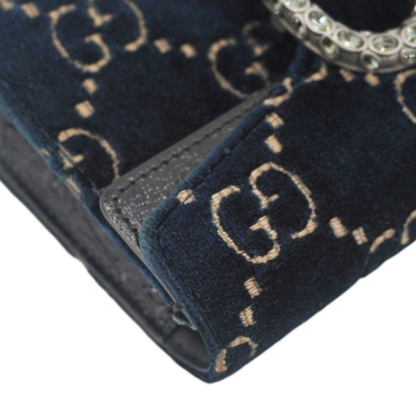 GUCCI Dionysus Super Mini GG Monogram Velvet Crossbody Bag Blue