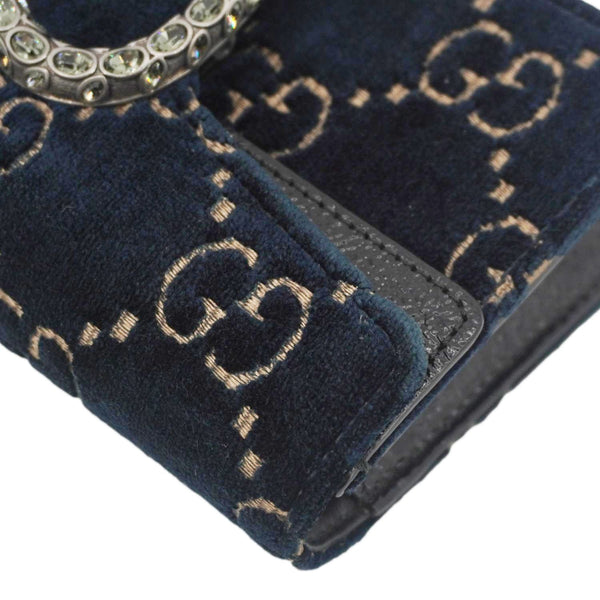 GUCCI Dionysus Super Mini GG Monogram Velvet Crossbody Bag Blue