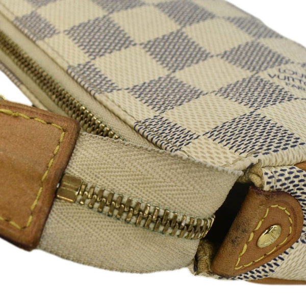 LOUIS VUITTON Pochette Eva Damier Azur Crossbody Clutch Bag White