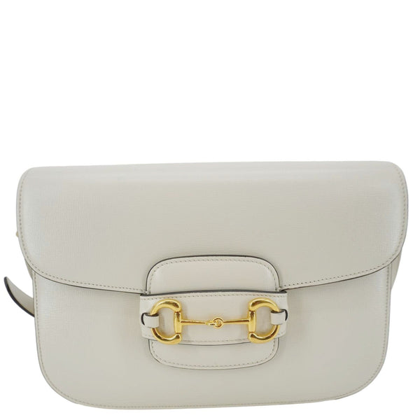 GUCCI Horsebit 1955 Small Leather Shoulder Bag White 602204