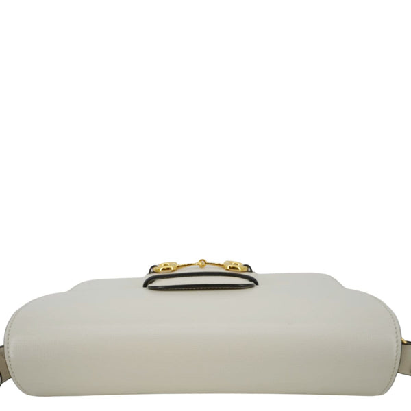 GUCCI Horsebit 1955 Small Leather Shoulder Bag White 602204