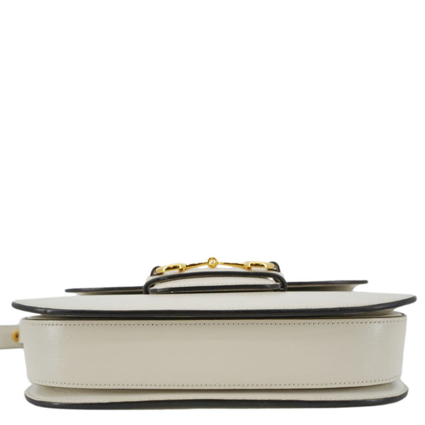 GUCCI Horsebit 1955 Small Leather Shoulder Bag White 602204