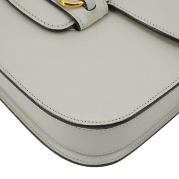 GUCCI Horsebit 1955 Small Leather Shoulder Bag White 602204