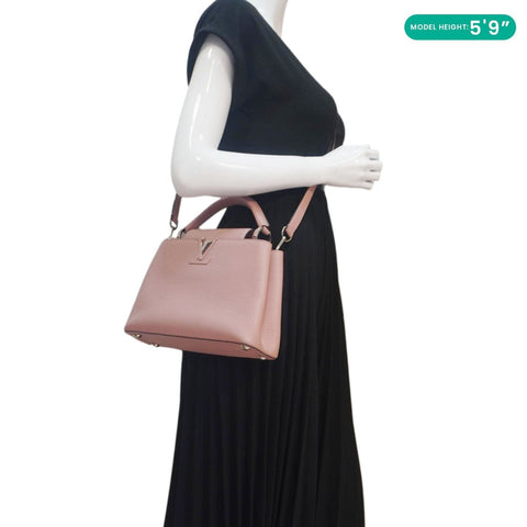 LOUIS VUITTON Capucines Leather Shoulder Bag Pink