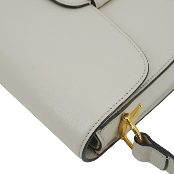 GUCCI Horsebit 1955 Small Leather Shoulder Bag White 602204