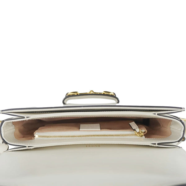 GUCCI Horsebit 1955 Small Leather Shoulder Bag White 602204