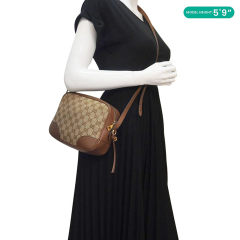 GUCCI Bree GG Canvas Camera Crossbody Bag Beige 449413