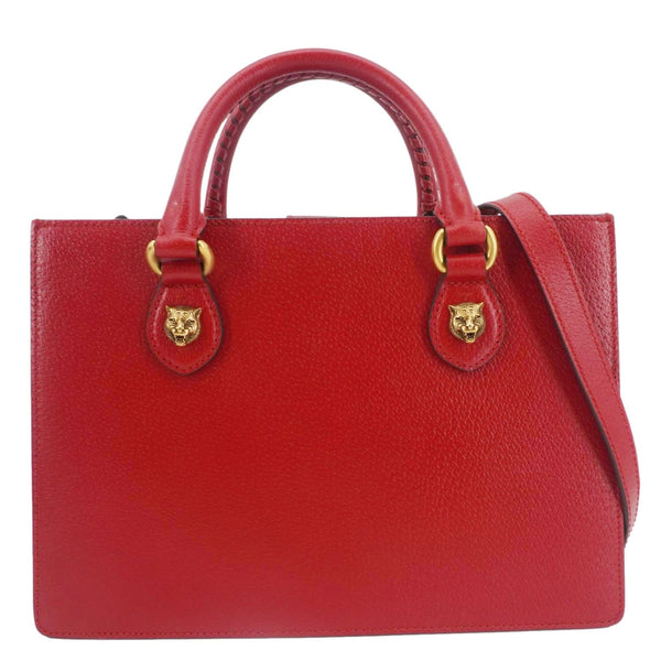 GUCCI Animalier Leather Top Handle Crossbody Bag Red 431277
