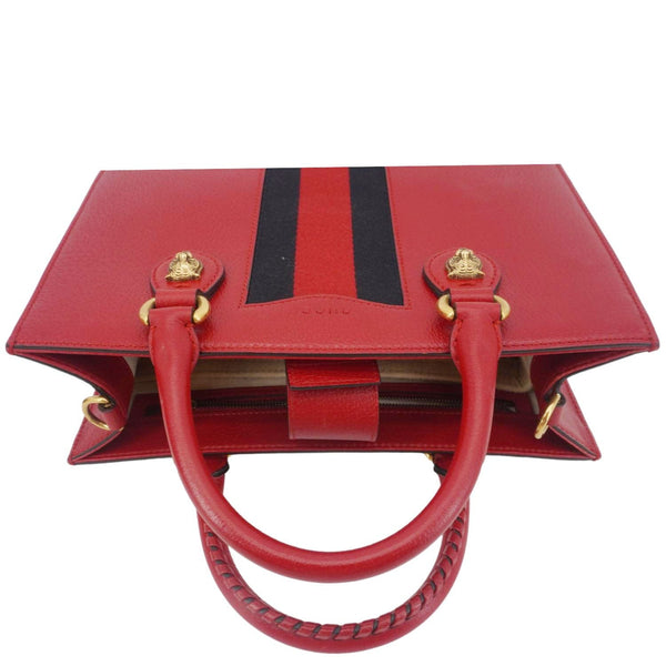 GUCCI Animalier Leather Top Handle Crossbody Bag Red 431277