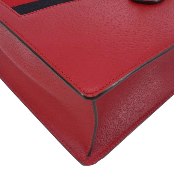 GUCCI Animalier Leather Top Handle Crossbody Bag Red 431277
