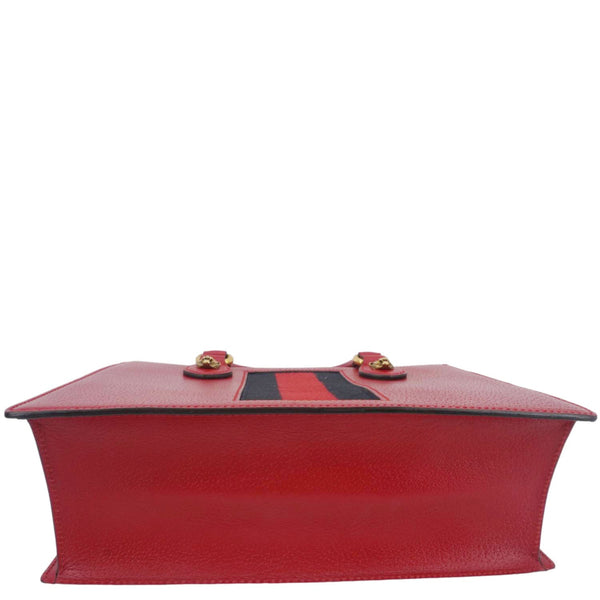 GUCCI Animalier Leather Top Handle Crossbody Bag Red 431277