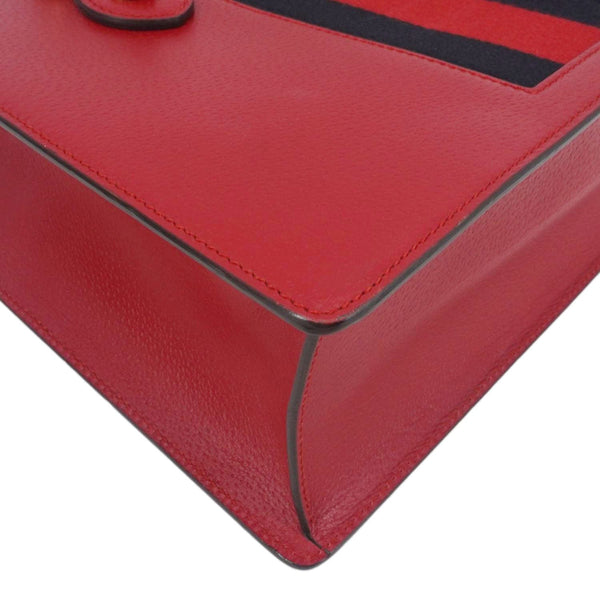 GUCCI Animalier Leather Top Handle Crossbody Bag Red 431277