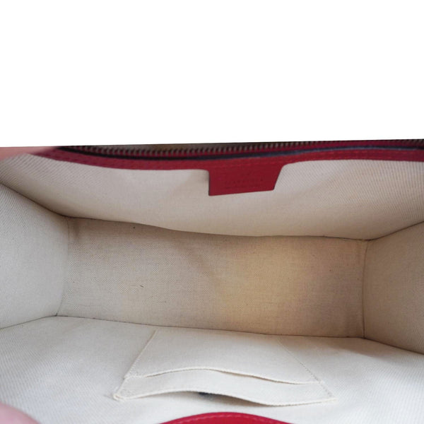 GUCCI Animalier Leather Top Handle Crossbody Bag Red 431277