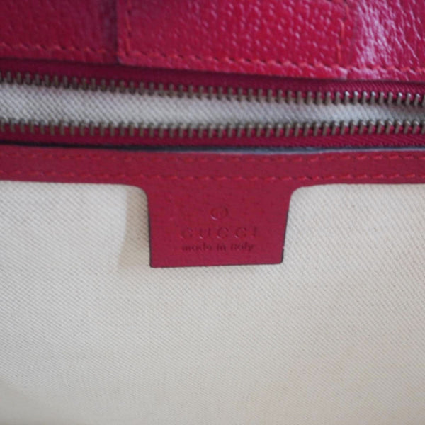 GUCCI Animalier Leather Top Handle Crossbody Bag Red 431277