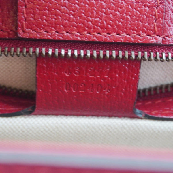 GUCCI Animalier Leather Top Handle Crossbody Bag Red 431277