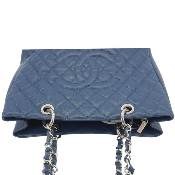 CHANEL Grand Shopping Blue Quilted Leather Tote Bag - Top View