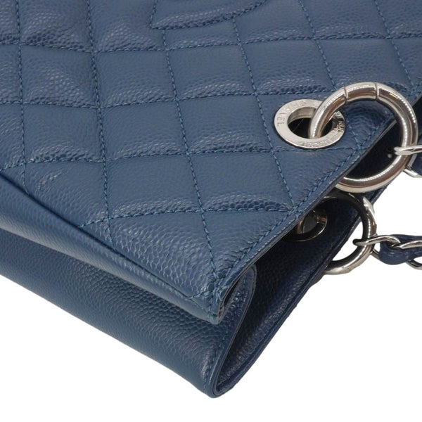 CHANEL Grand Shopping Blue Quilted Leather Tote Bag - Side View