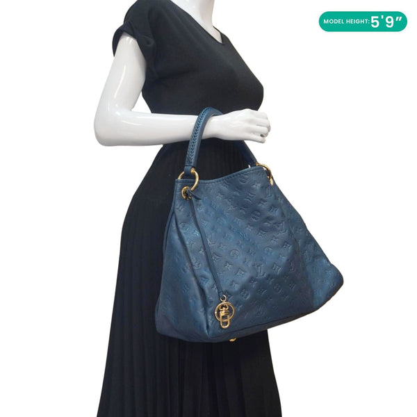 LOUIS VUITTON Artsy MM Monogram Empreinte Leather Hobo Bag Navy Blue