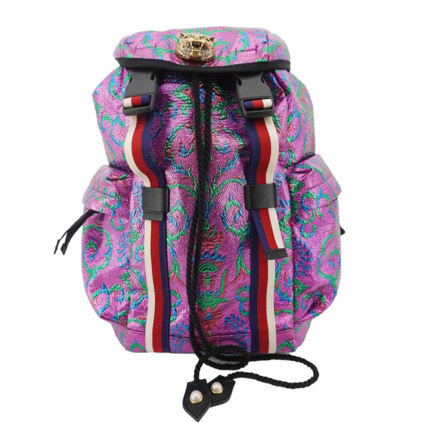 GUCCI Double Buckle Small Brocade Web Backpack Multicolor 466467