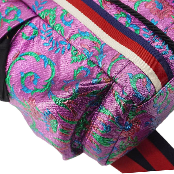 GUCCI Double Buckle Small Brocade Web Backpack Multicolor 466467