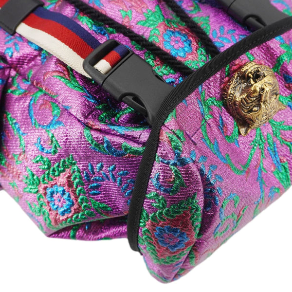 GUCCI Double Buckle Small Brocade Web Backpack Multicolor 466467
