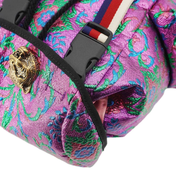 GUCCI Double Buckle Small Brocade Web Backpack Multicolor 466467