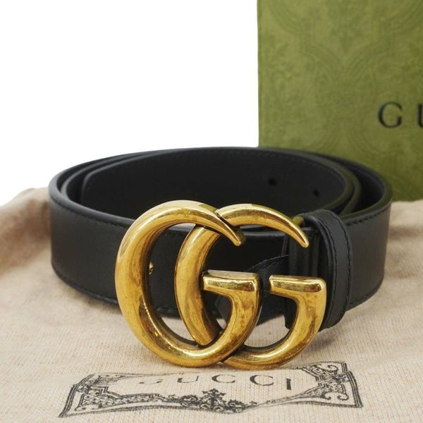 GUCCI GG Buckle Leather Belt Black 525040 Size 85/34