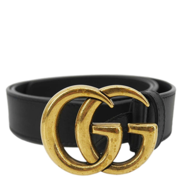 GUCCI GG Buckle Leather Belt Black 525040 Size 85/34